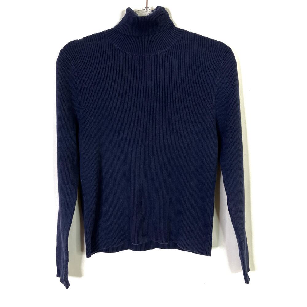 Polo Jeans Co. Ralph Lauren Navy Ribbed Knit Turtleneck Sweater Cotton Womens XL